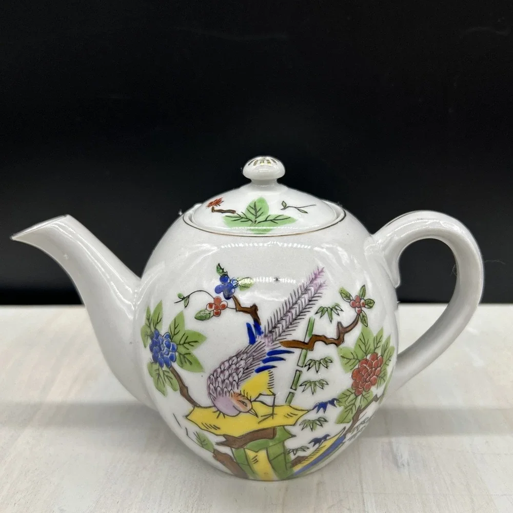 Floral Lowestoft Hand Painted Japan Teapot